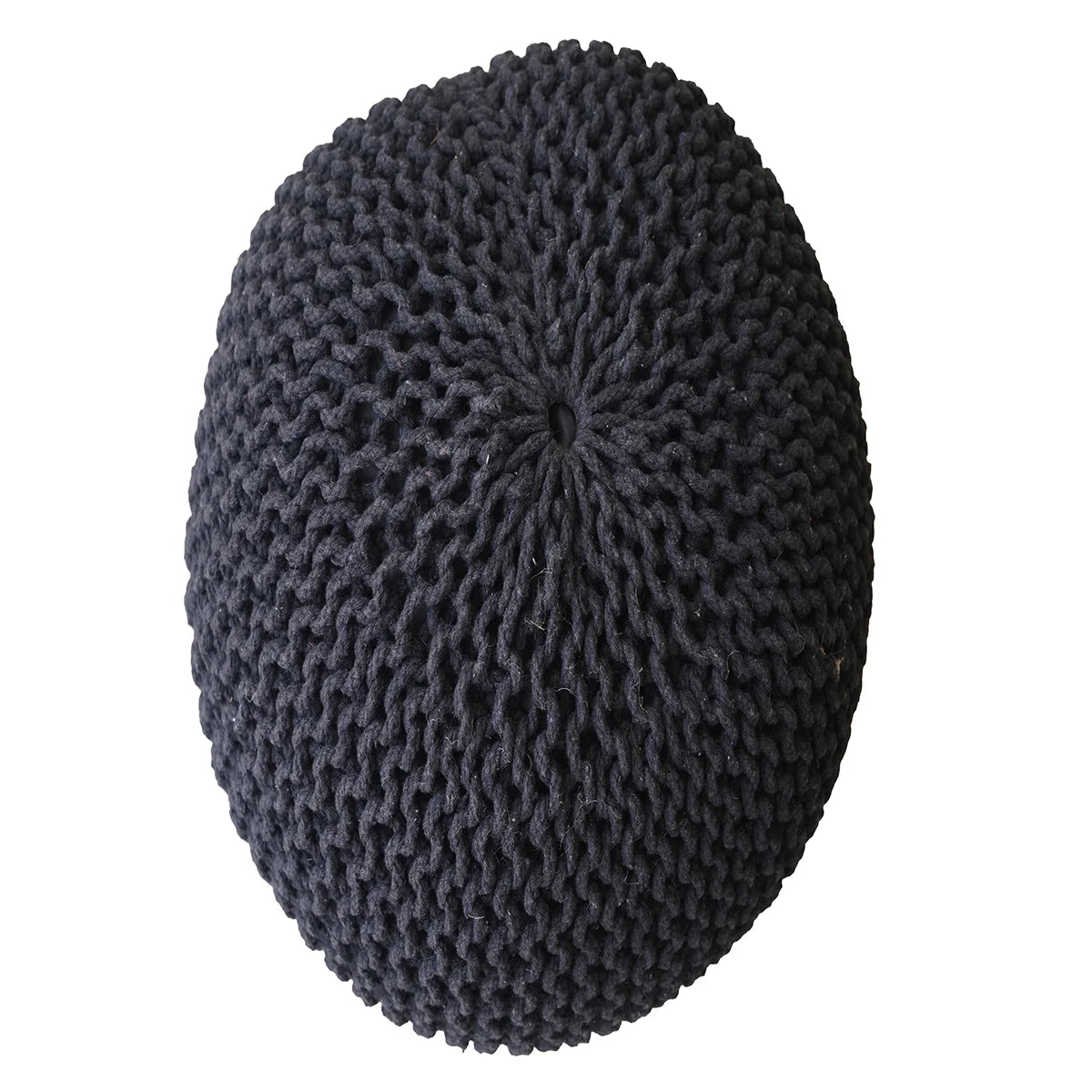 Handmade Cotton Pouf – Knitted Round Ottoman for Living Room & Bedroom