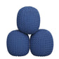 Handmade Knitted Cotton Pouf – Blue Round Ottoman Footstool for Home Décor