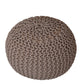 Handmade Knitted Cotton Pouf – Taupe Round Ottoman for Living Room & Bedroom