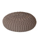 Handmade Knitted Cotton Pouf – Taupe Round Ottoman for Living Room & Bedroom