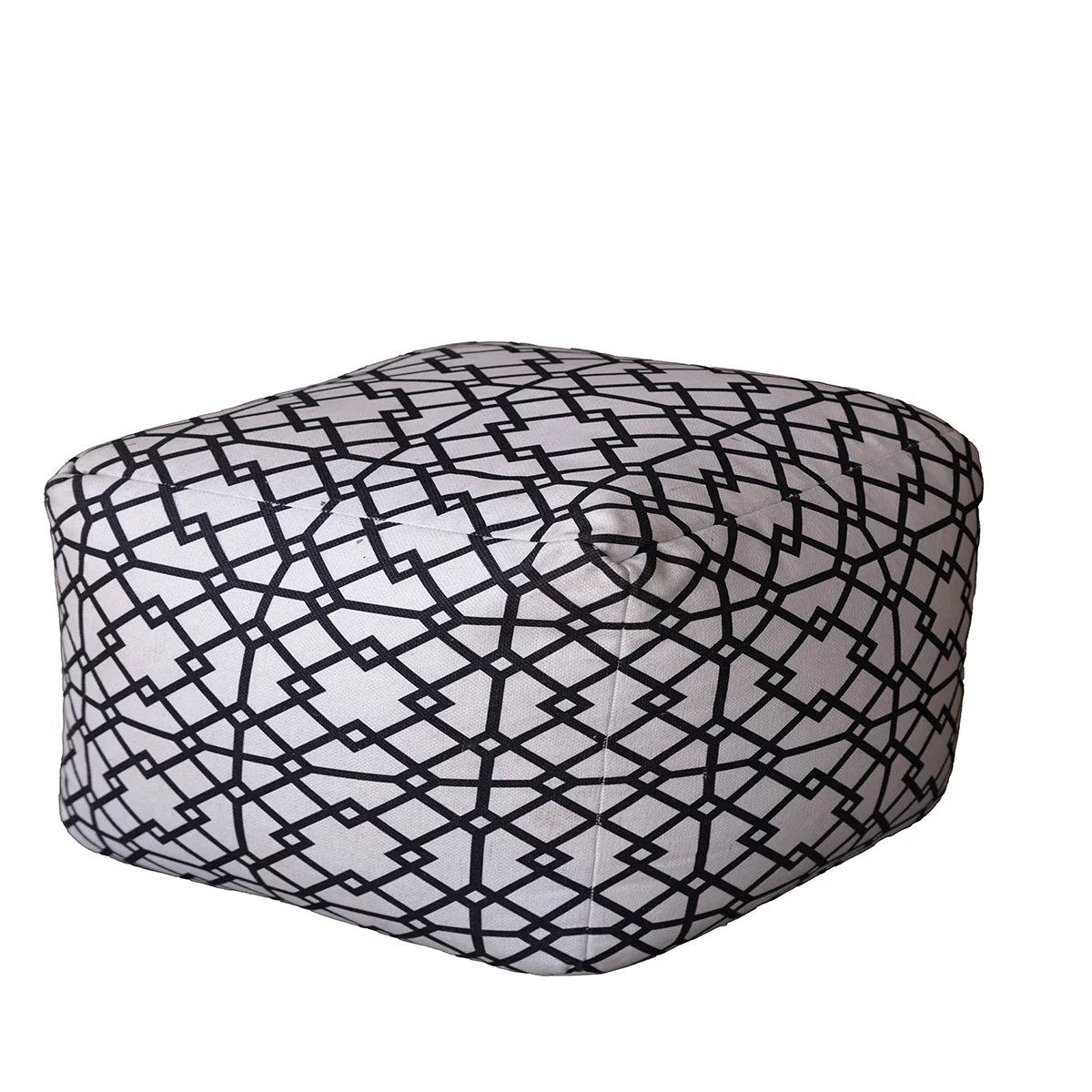 Cotton Printed Ottoman – Stylish Pouf with Modern Geometric Design