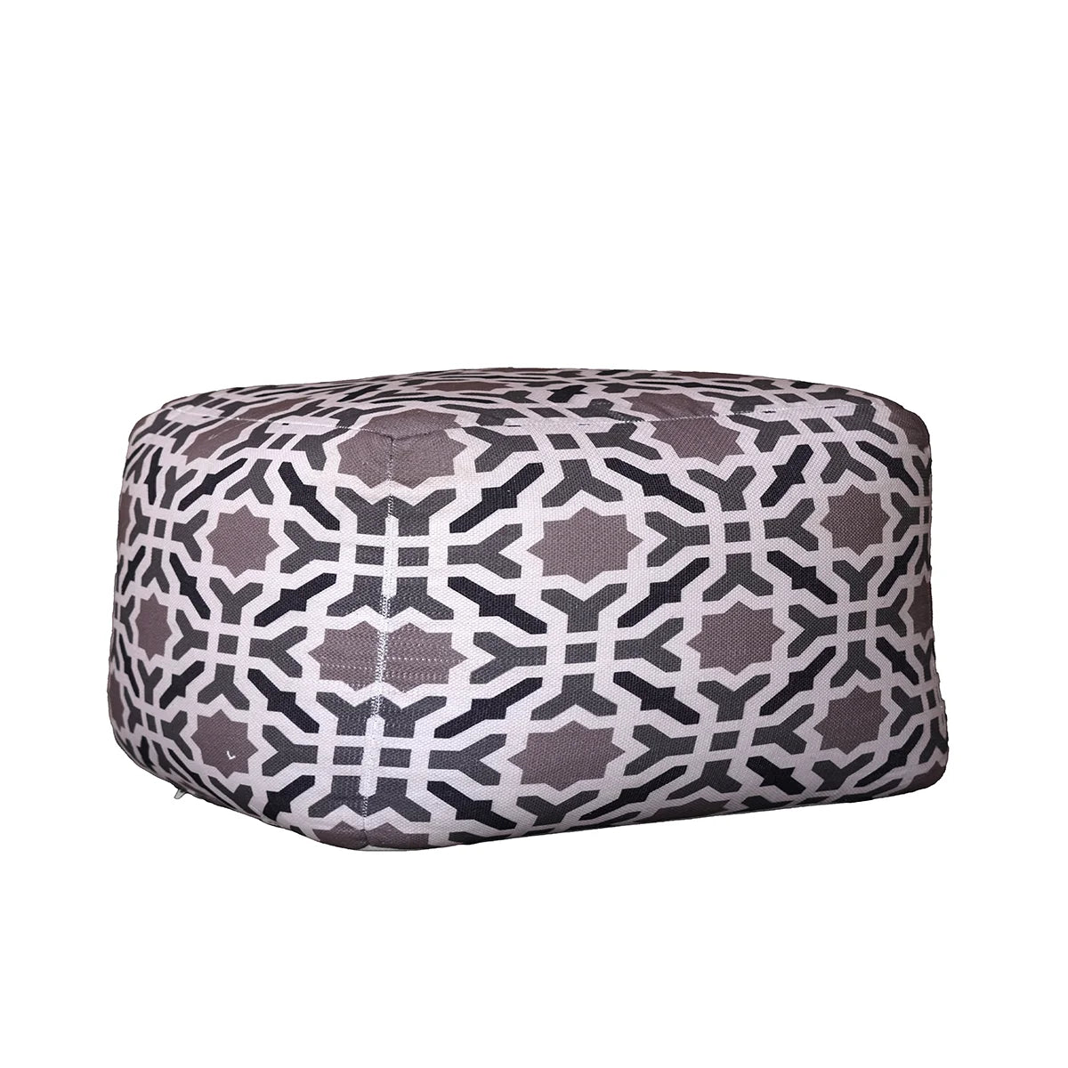 Cotton Printed Ottoman – Stylish Geometric Pouf for Living Room & Bedroom