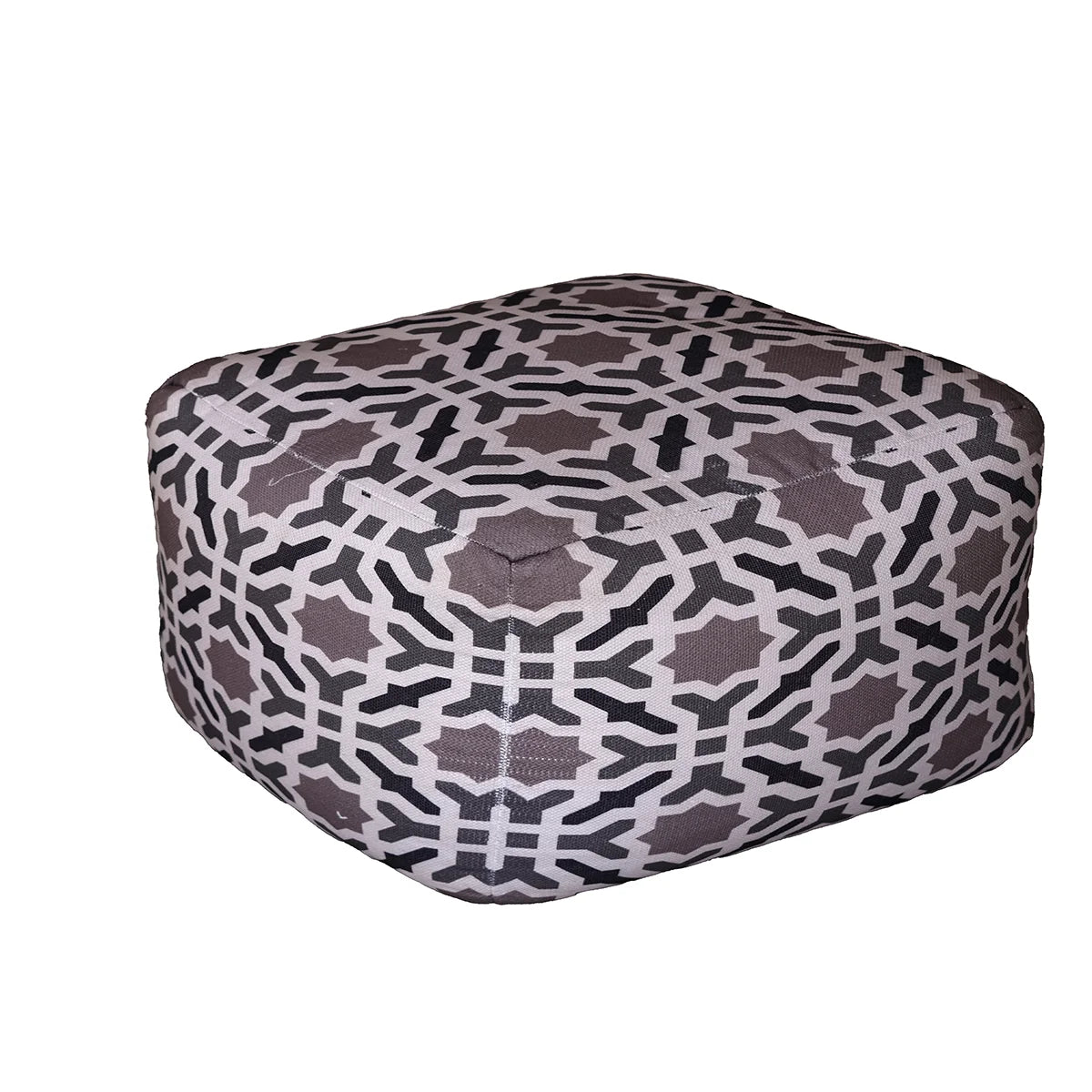 Cotton Printed Ottoman – Stylish Geometric Pouf for Living Room & Bedroom