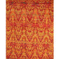 Hand-Knotted Shaggy Rug – Vibrant Damask Pattern in Red, Orange & Gold Tones