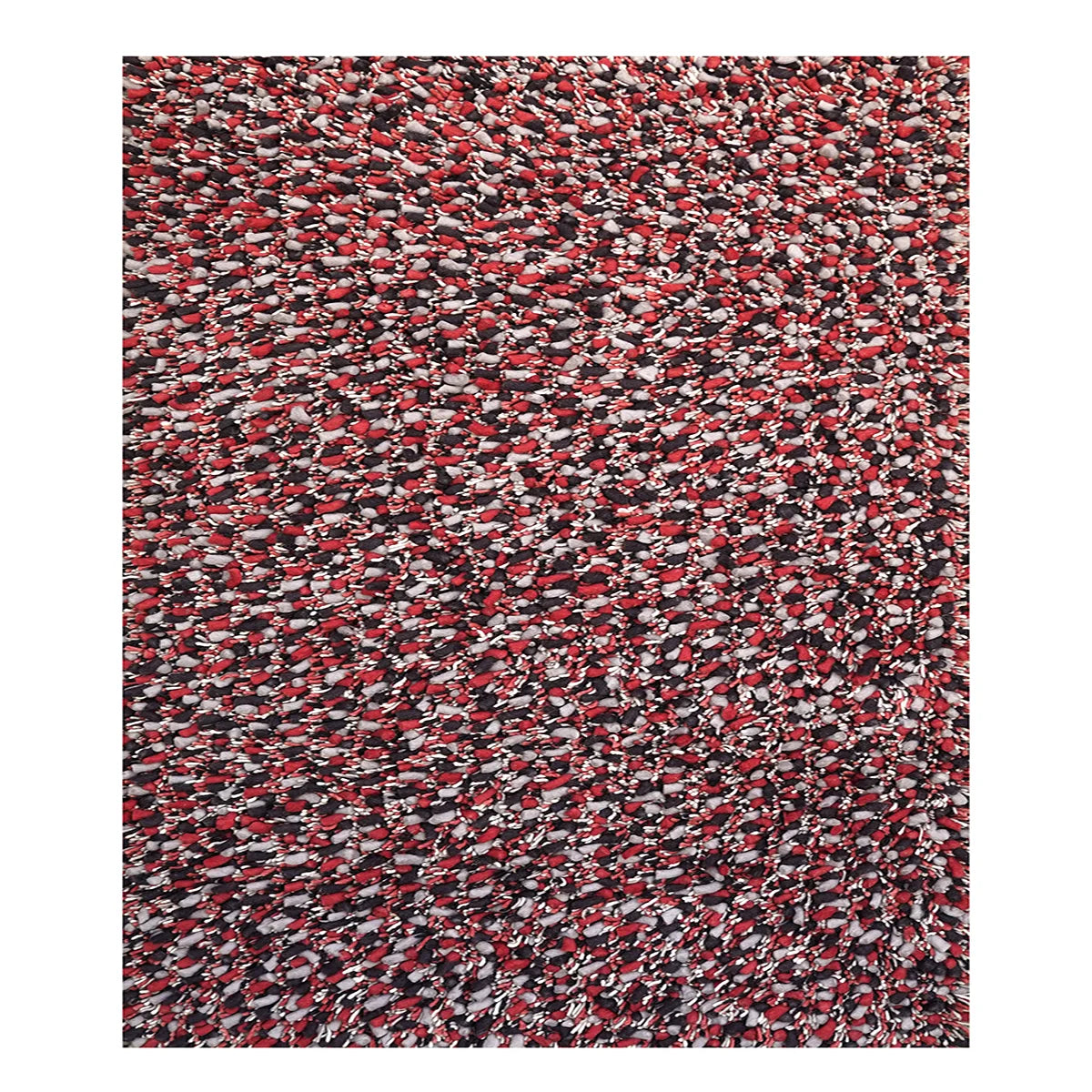 Hand Knotted Woollen Shaggy Rug – Red & Black Textured Modern Floor Décor