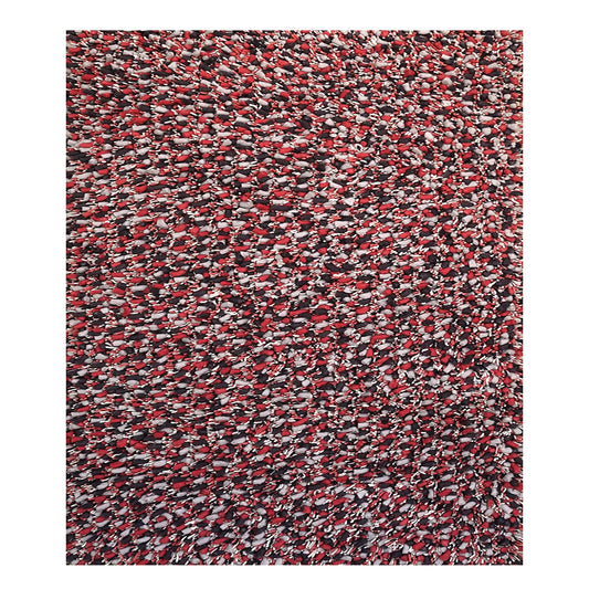 Hand Knotted Woollen Shaggy Rug – Red & Black Textured Modern Floor Décor