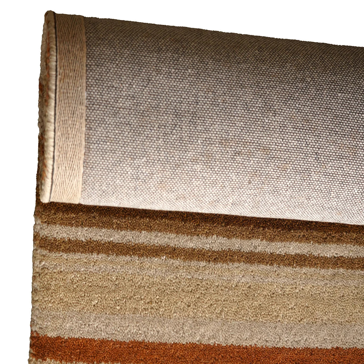 Hand Tufted Wool & Cotton Rug with Striped Pattern – Warm Earthy Tones