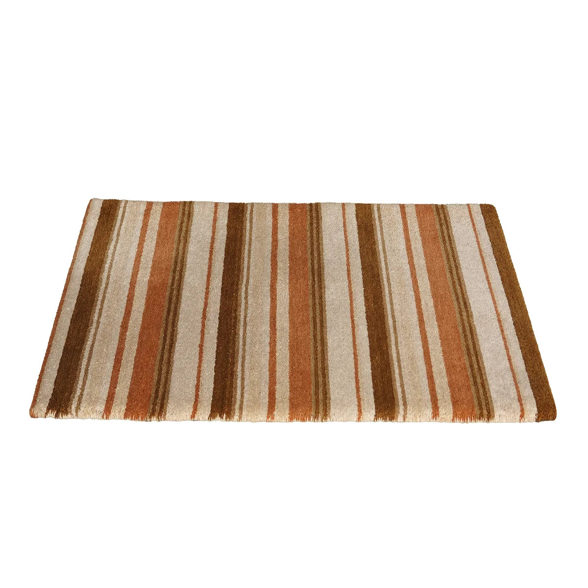 Hand Tufted Wool & Cotton Rug with Striped Pattern – Warm Earthy Tones