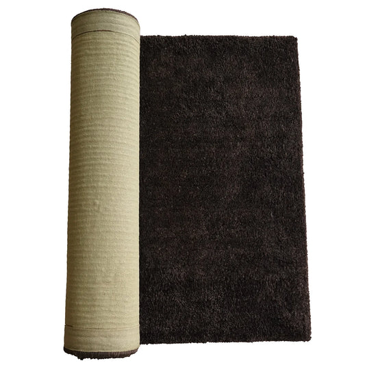Elegant Hand-Tufted Wool Rug – Solid Dark Brown