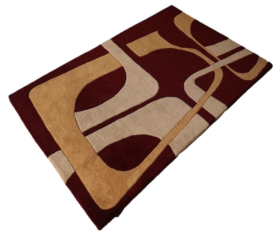 Hand-Tufted Woolen Rug with Modern Geometric Design – Multicolor