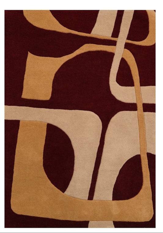 Hand-Tufted Woolen Rug with Modern Geometric Design – Multicolor