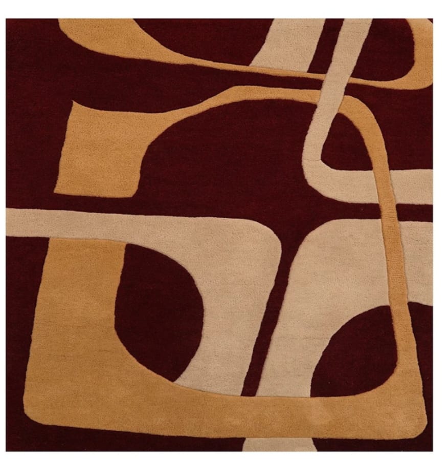 Hand-Tufted Woolen Rug with Modern Geometric Design – Multicolor