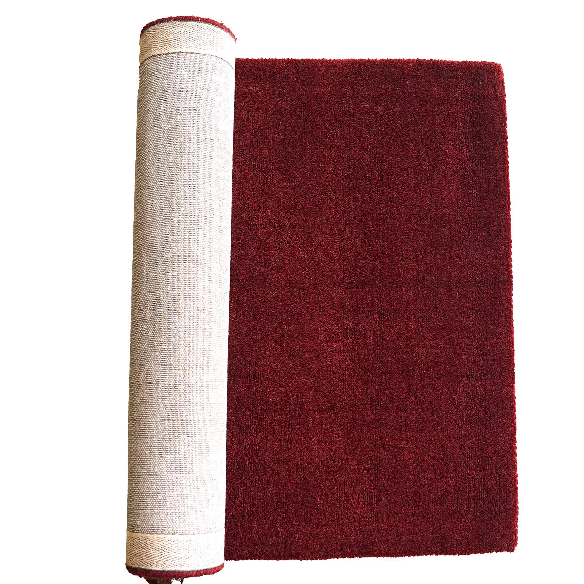 Elegant Solid Maroon Hand Tufted Wool Rug