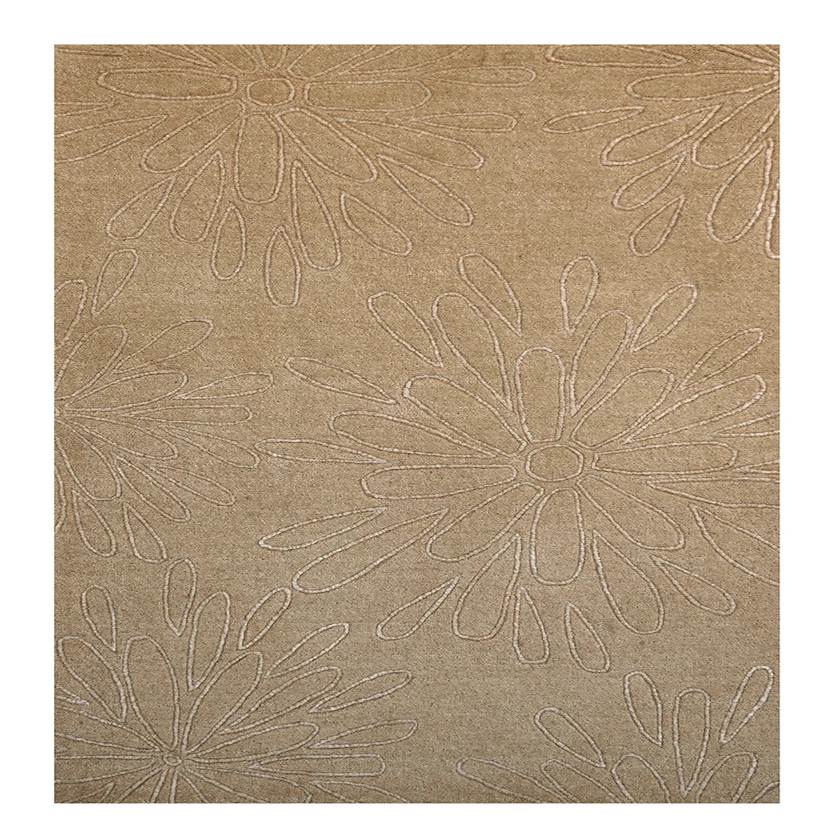 Hand Tufted Woollen Rug – Beige Floral Embossed Modern Carpet