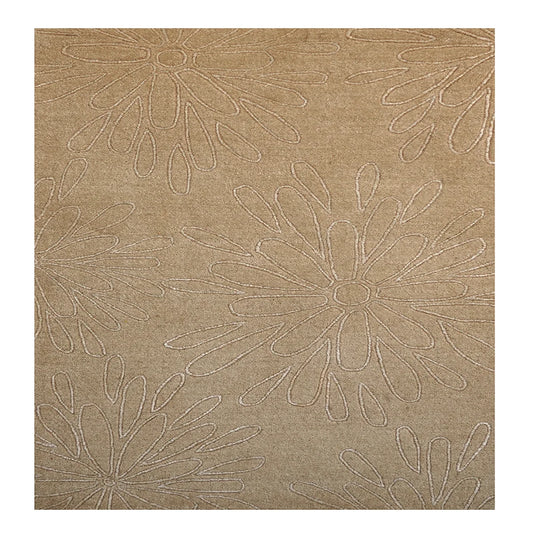 Hand Tufted Woollen Rug – Beige Floral Embossed Modern Carpet