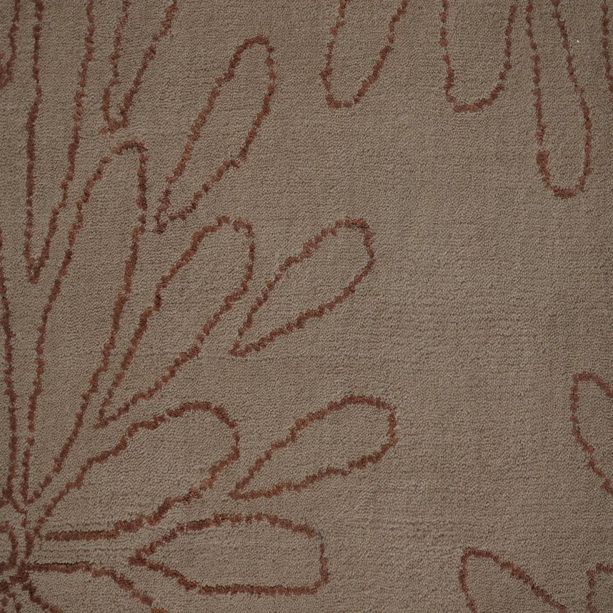 Hand Tufted Woollen Rug – Beige with Rust Floral Line Design