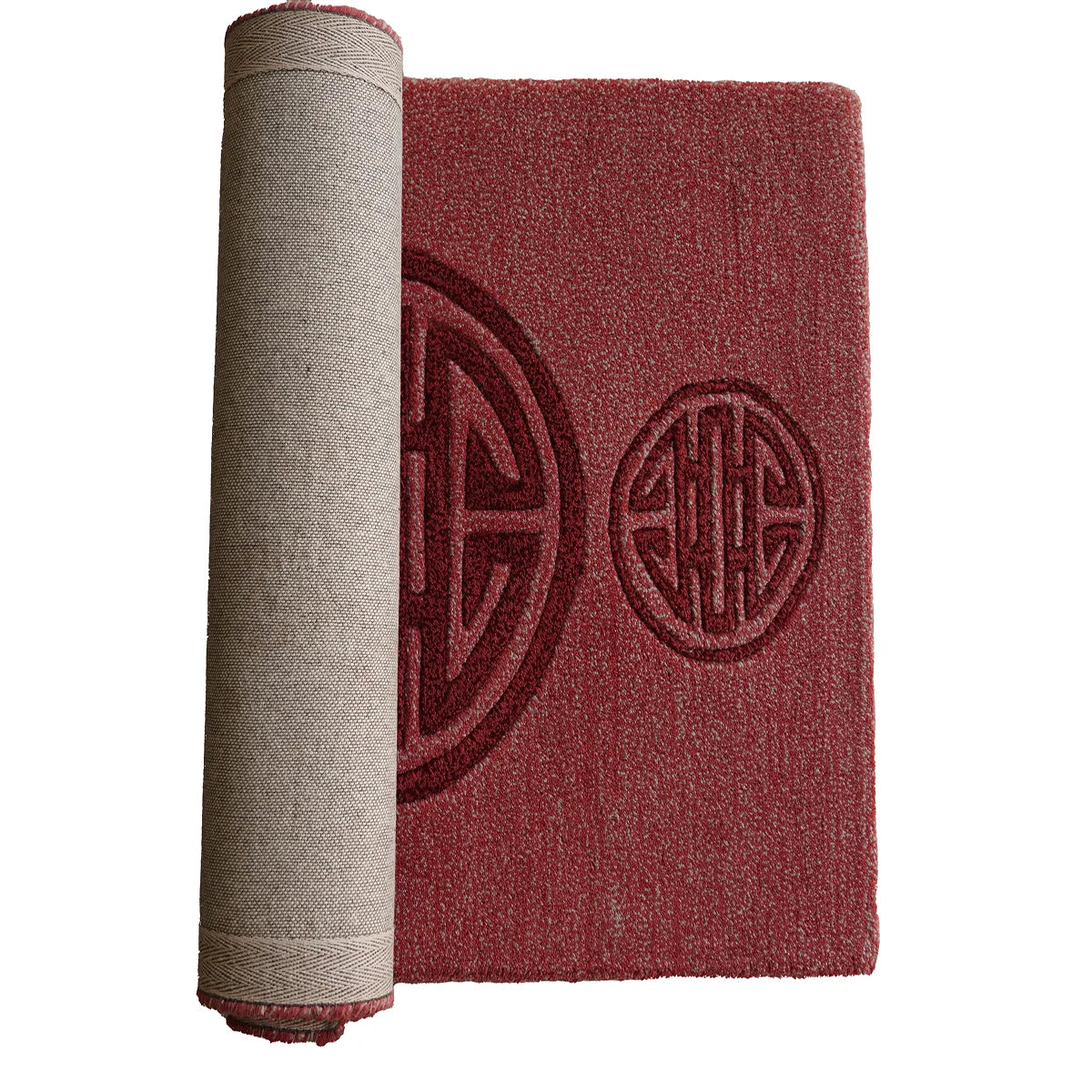 Elegant Red Hand-Tufted Wool Rug with Geometric Medallion Pattern