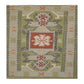 Handwoven Woollen Dhurrie with Geometric Tribal Pattern – Green & Terracotta