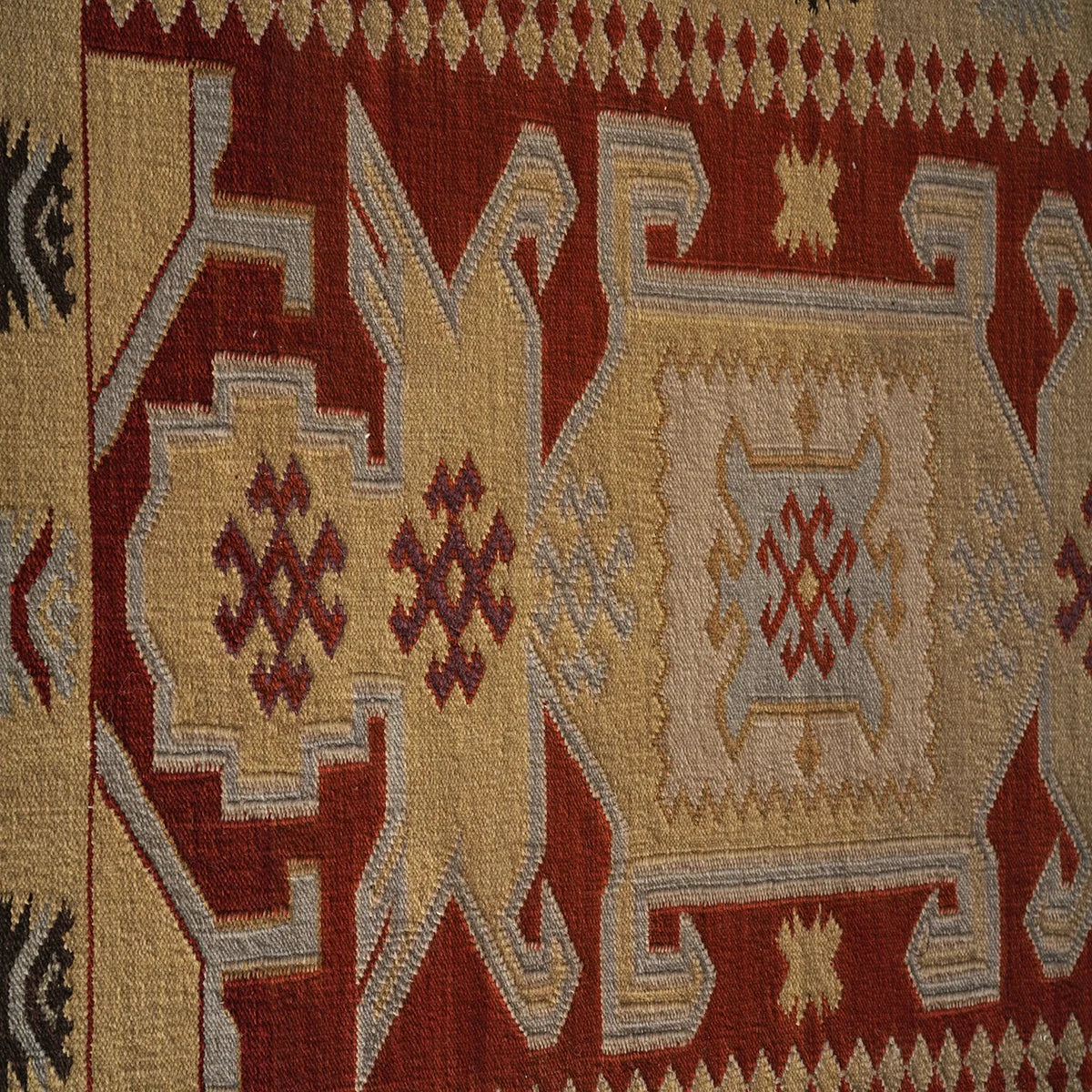 Handwoven Woollen Dhurrie with Traditional Geometric Patterns