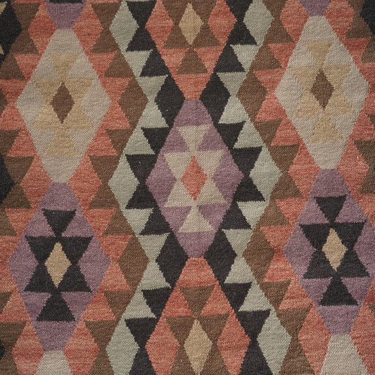 Geometric Handwoven Woollen Dhurrie – Multicolor Tribal Pattern