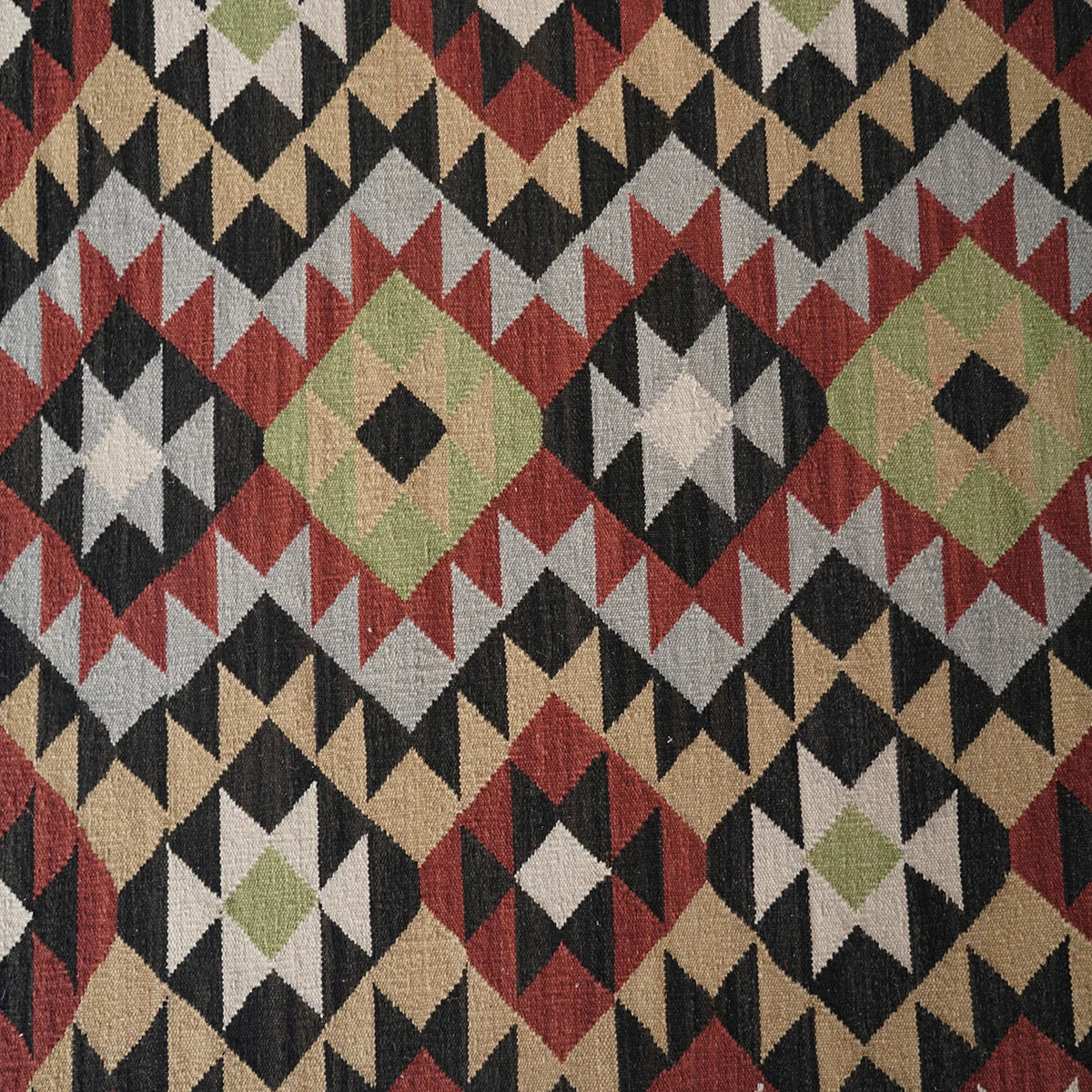 Handwoven Woollen Dhurrie with Geometric Tribal Pattern