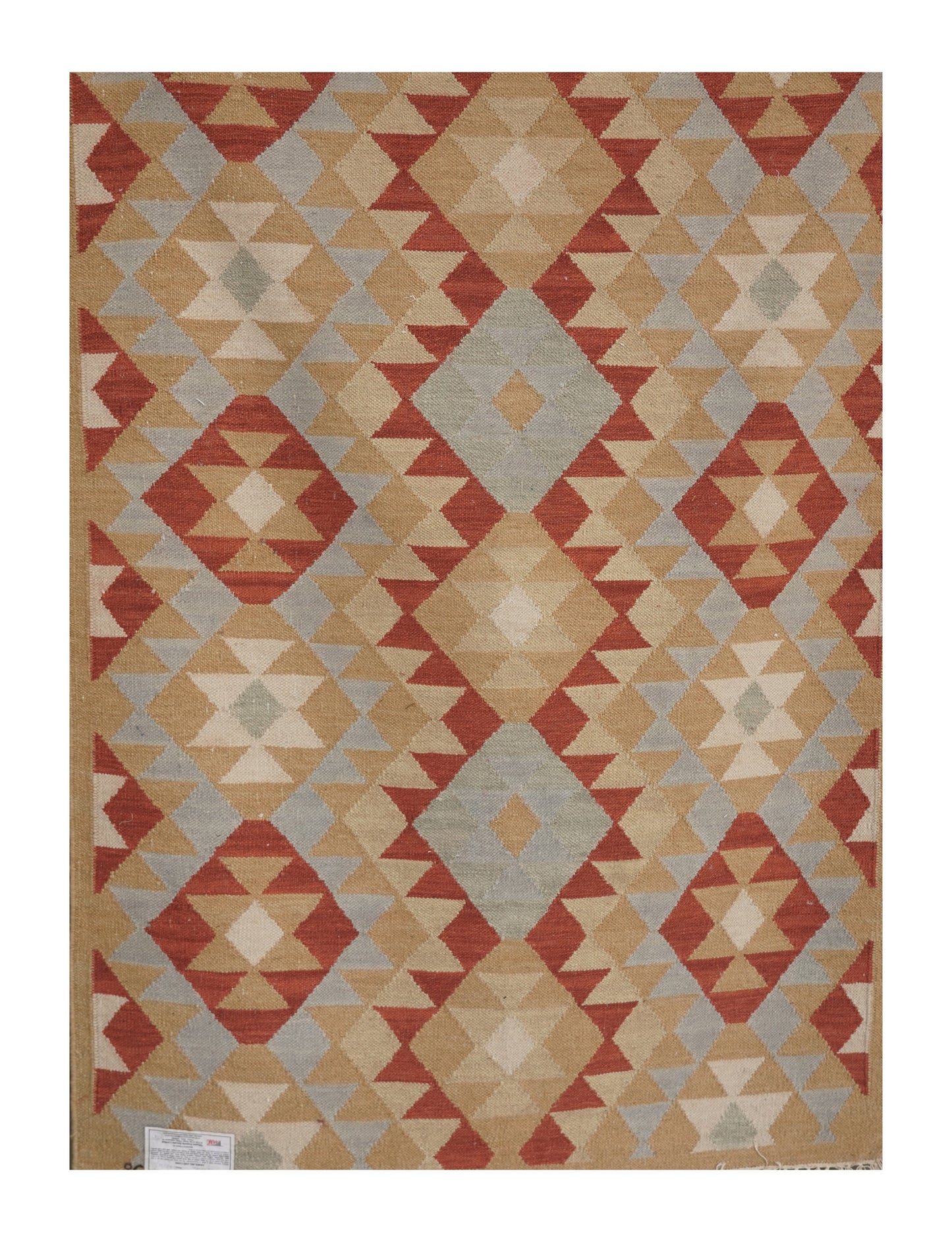 Handwoven Woollen Dhurrie with Geometric Tribal Pattern