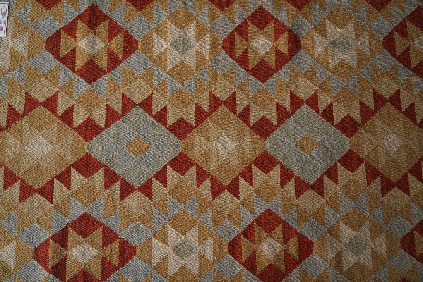 Handwoven Woollen Dhurrie with Geometric Tribal Pattern