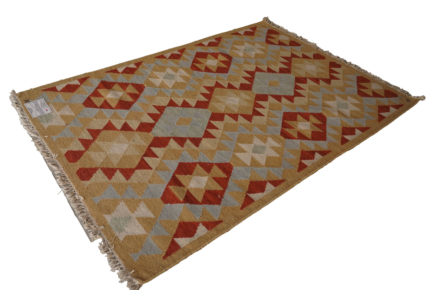 Handwoven Woollen Dhurrie with Geometric Tribal Pattern