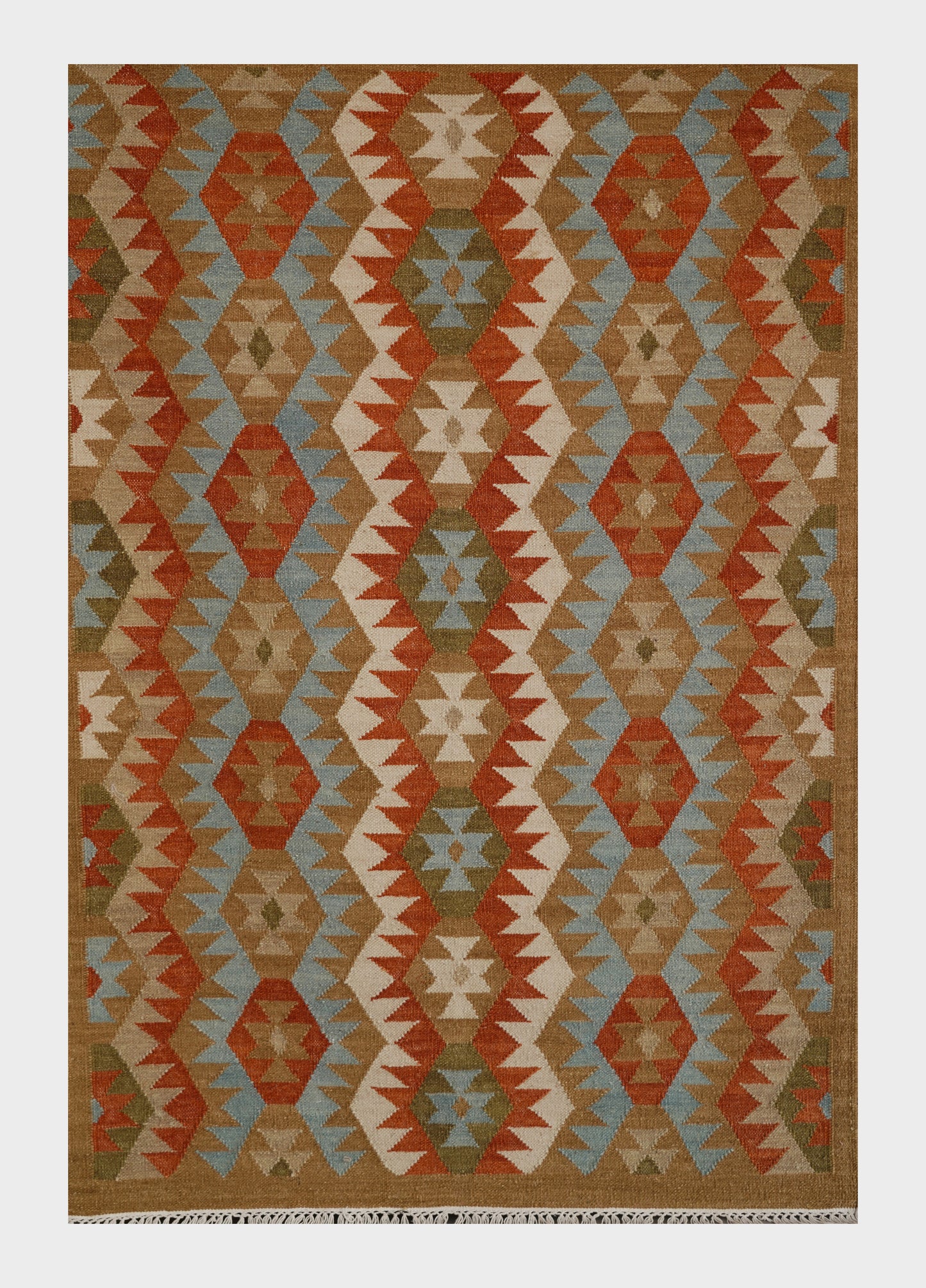 Hand Woven Woolen Dhurrie with Tribal Geometric Pattern – Durable & Elegant Flatweave Rug