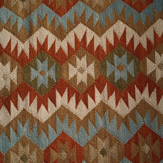 Hand Woven Woolen Dhurrie with Tribal Geometric Pattern – Durable & Elegant Flatweave Rug