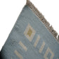 Handwoven Woollen Dhurrie in Soft Blue with Geometric Pattern