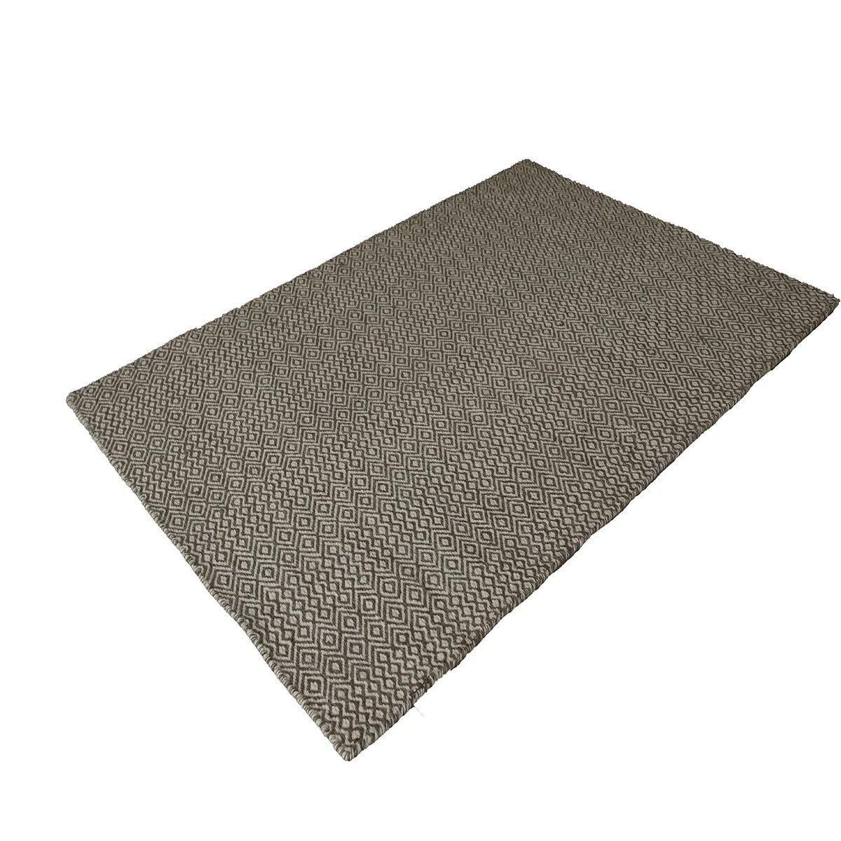 Handwoven Woollen Dhurrie with Geometric Diamond Pattern