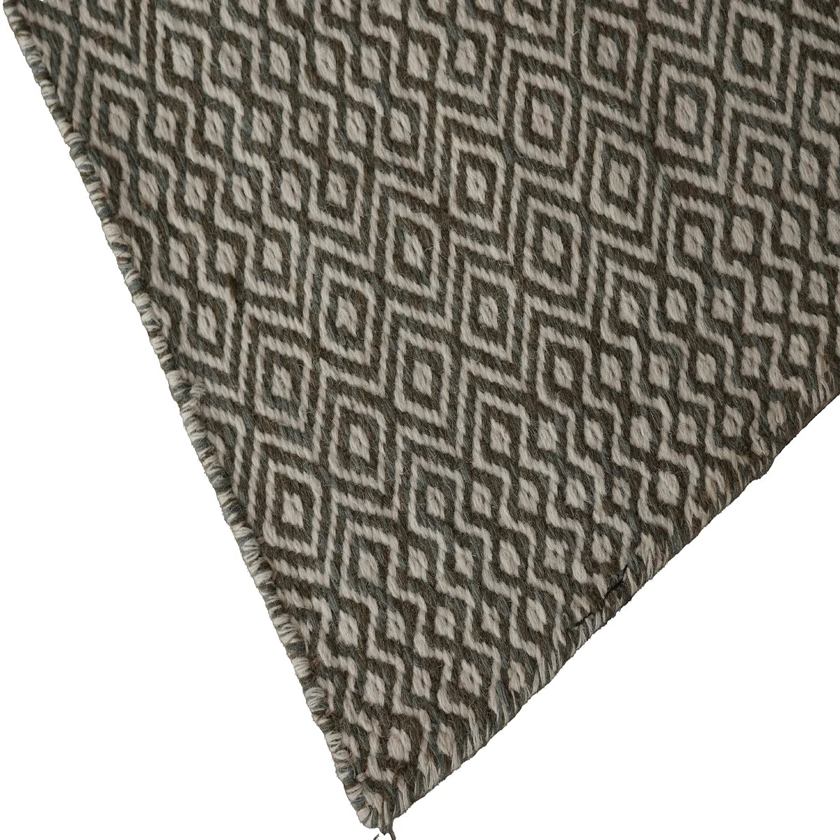 Handwoven Woollen Dhurrie with Geometric Diamond Pattern