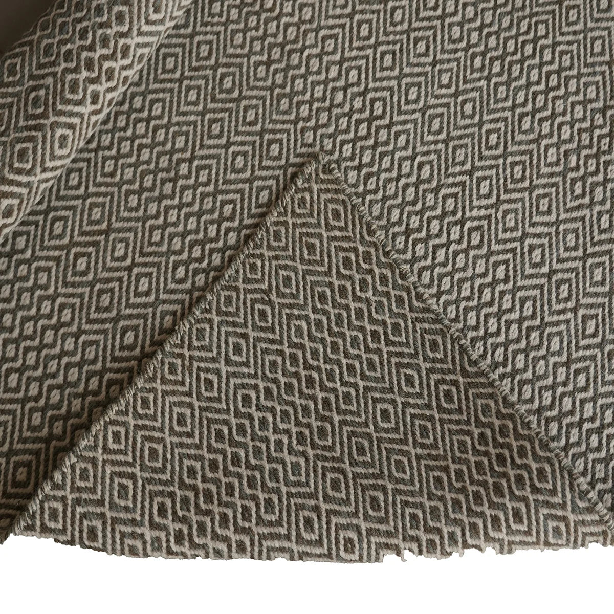 Handwoven Woollen Dhurrie with Geometric Diamond Pattern