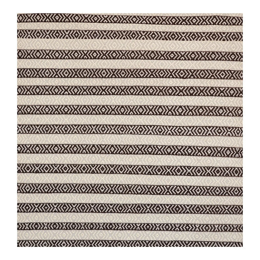 Hand Woven Woollen Dhurrie with Geometric Stripes – Black & White