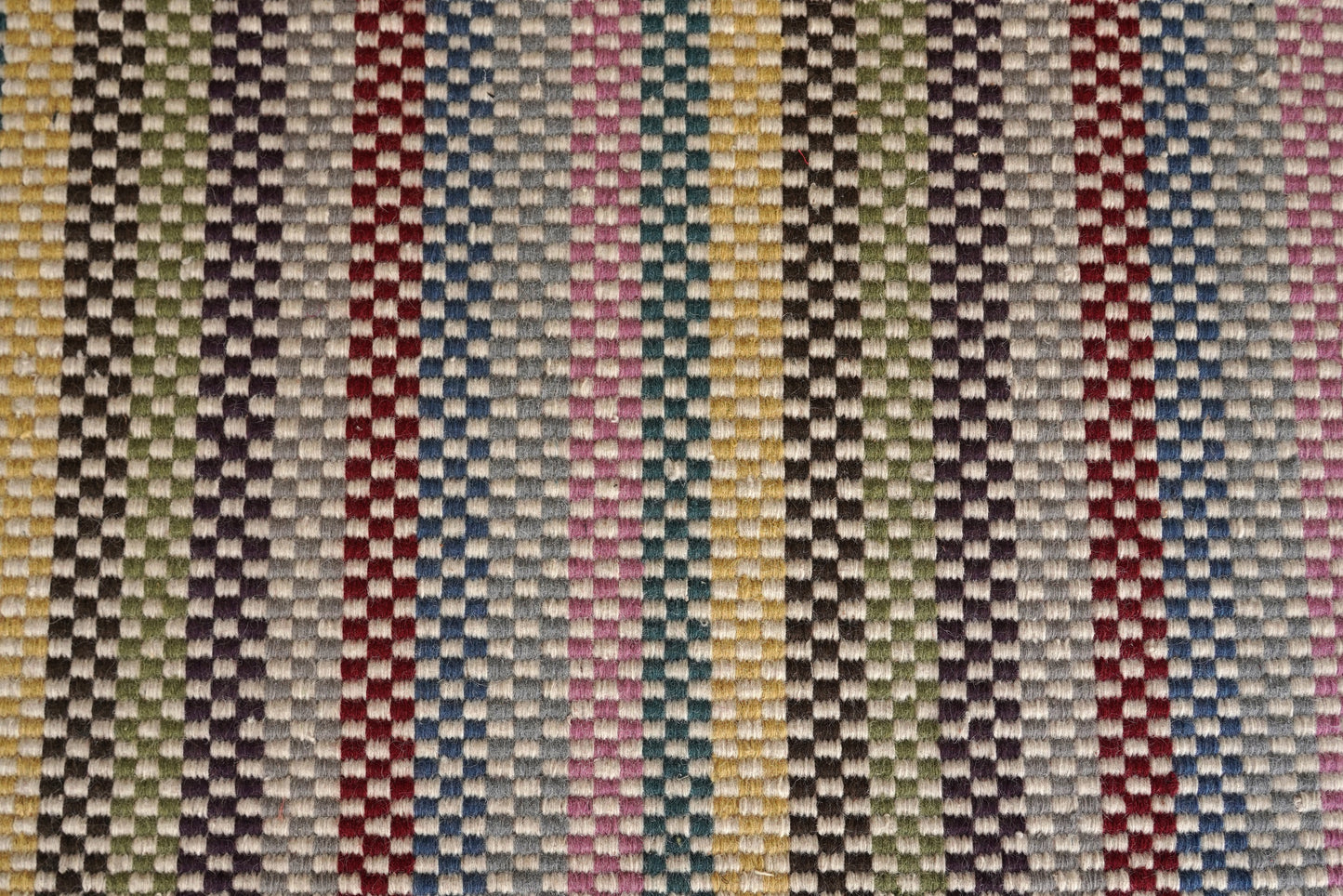 Hand Woven Woollen Dhurrie – Multi-Color Striped Pattern