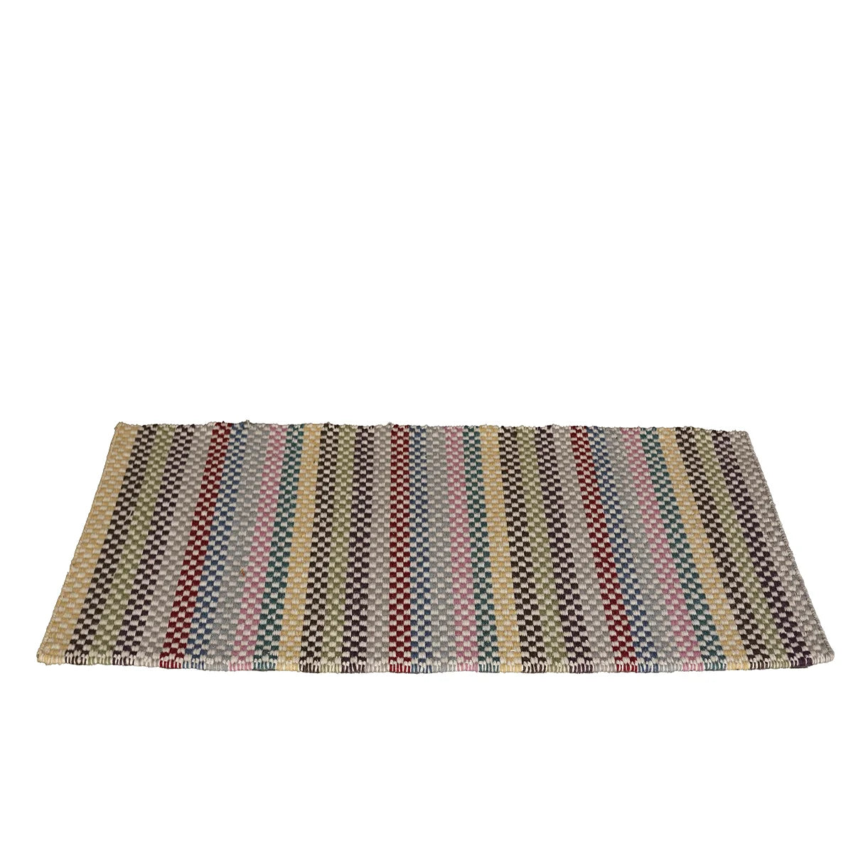 Hand Woven Woollen Dhurrie – Multi-Color Striped Pattern