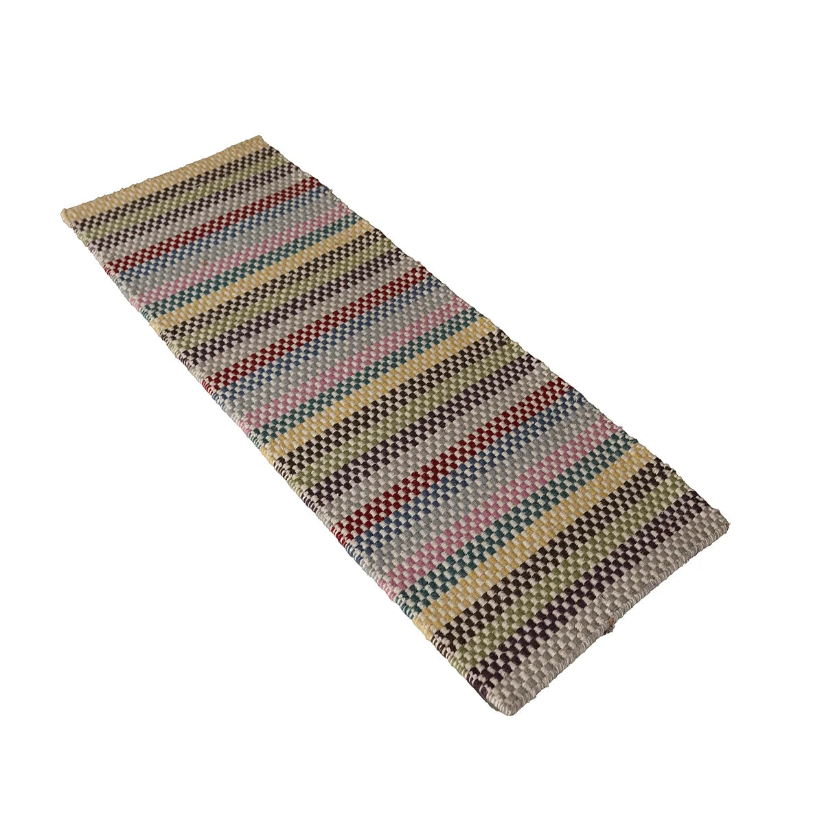 Hand Woven Woollen Dhurrie – Multi-Color Striped Pattern