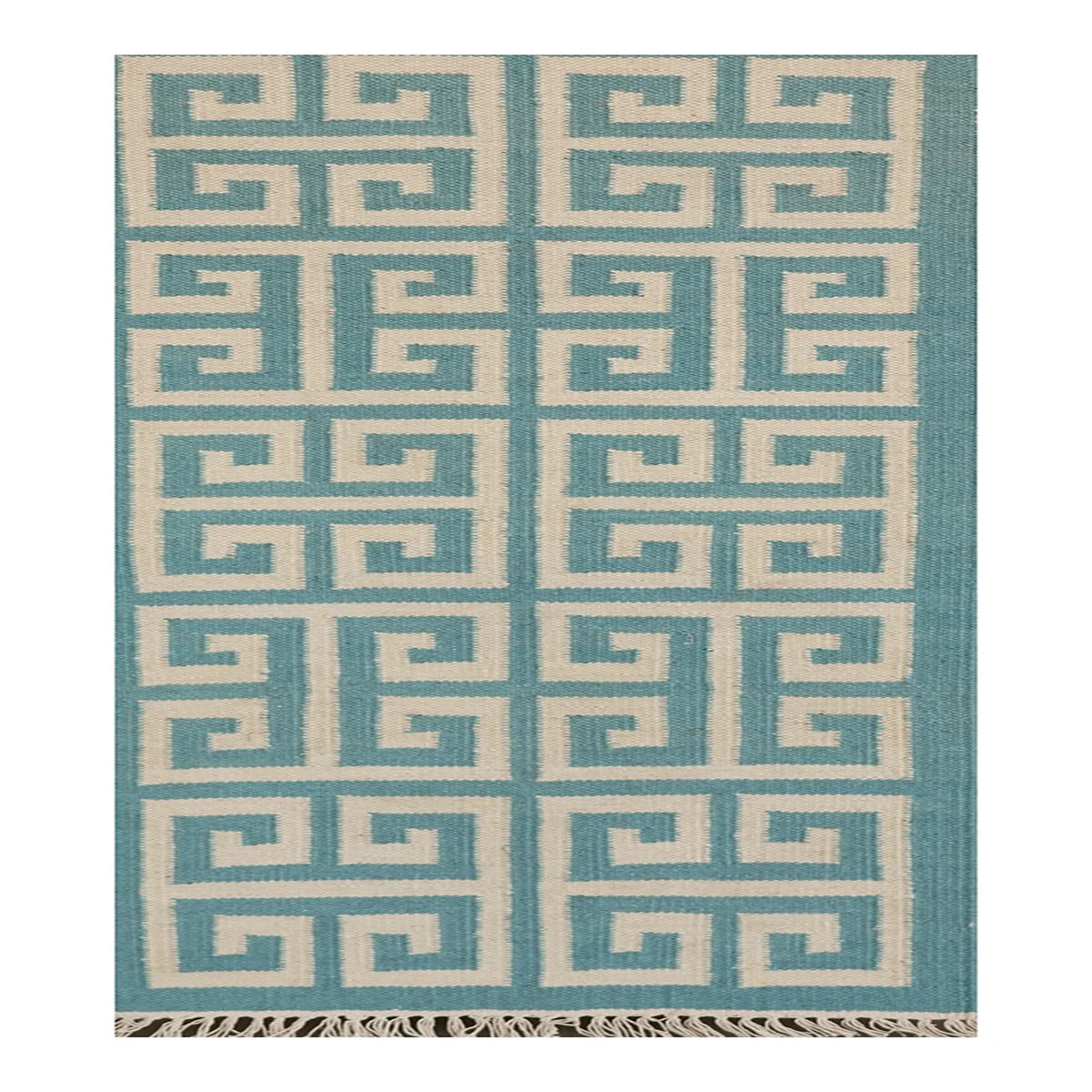 Hand Woven Woollen Dhurrie with Geometric Pattern – Elegant & Durable Floor Rug