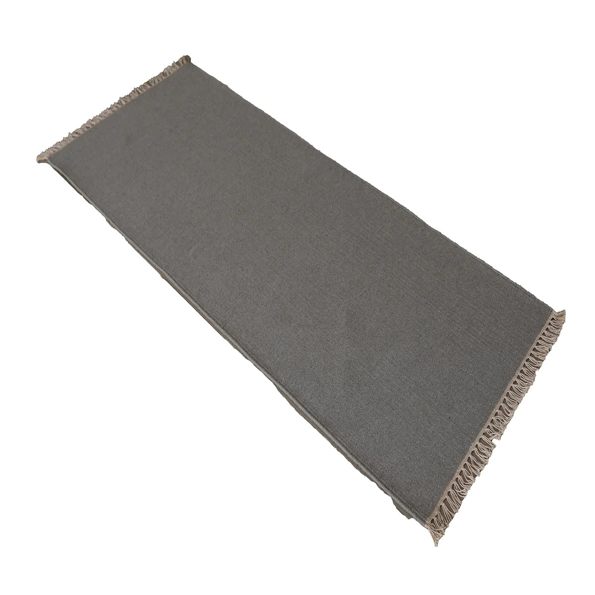 Elegant Hand Woven Woollen Dhurrie with Tassel Edges – Grey