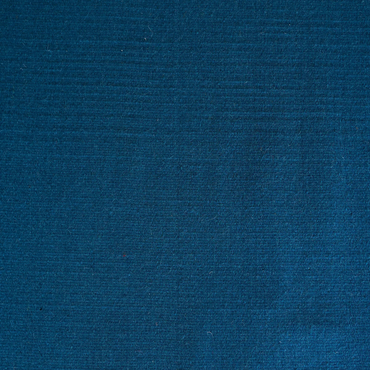 Hand Woven Woollen Dhurrie – Solid Blue with Fringe Edges