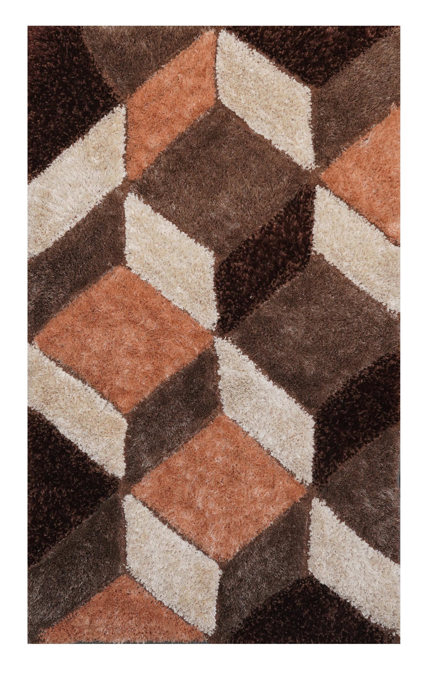 Hand Tufted Polyester Shaggy Rug – Geometric Modern Design for Living Room & Bedroom