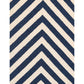 Hand Woven Woolen Dhurrie with Chevron Stripes – Modern Flatweave Rug in Navy & Cream