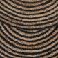 Handwoven Round Jute Rug – Natural & Black Spiral Pattern