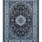 Elegant Machine-Made Persian Style Rug – Blue & Grey Medallion Design