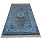 Elegant Machine-Made Persian Style Rug – Blue & Grey Medallion Design