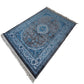 Elegant Machine-Made Persian Style Rug – Blue & Grey Medallion Design