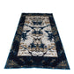 Elegant Abstract Blue & Beige Machine-Made Rug