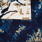 Elegant Abstract Blue & Beige Machine-Made Rug