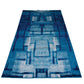Modern Abstract Blue Geometric Machine-Made Rug
